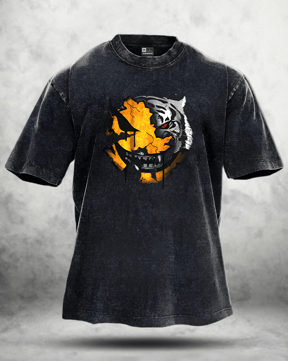 ANGRY SMILEY WASHED T - SHIRT - Gymfit