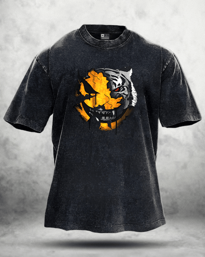 ANGRY SMILEY WASHED T - SHIRT - Gymfit