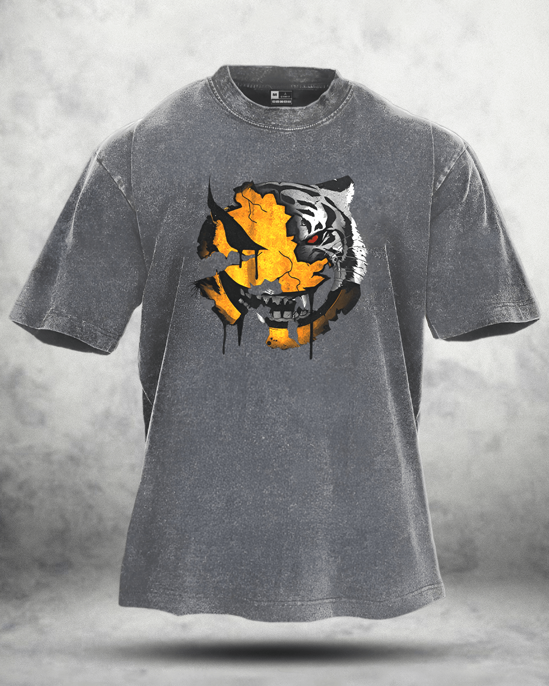 ANGRY SMILEY WASHED T - SHIRT - Gymfit