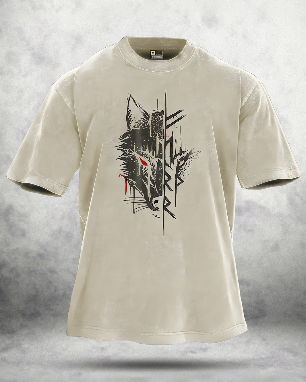 T-SHIRT LAVÉ À L'ŒIL ROUGE DE LOUP
