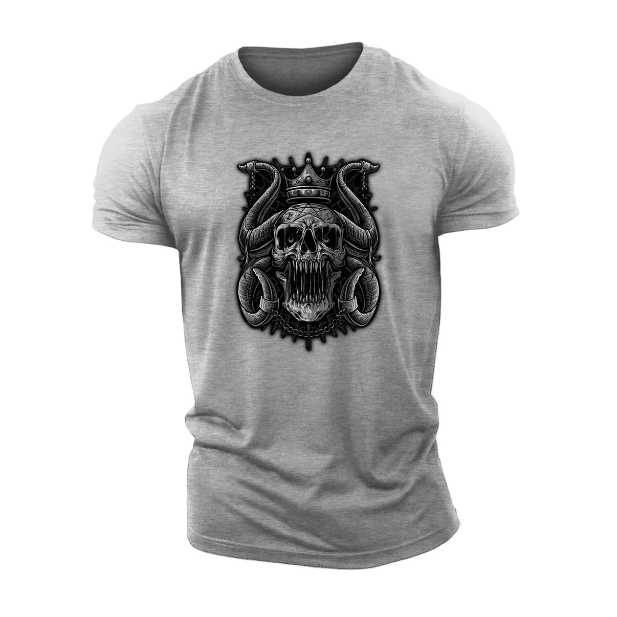 T-shirt à tête de mort couronnée enchaînée - Gymfit