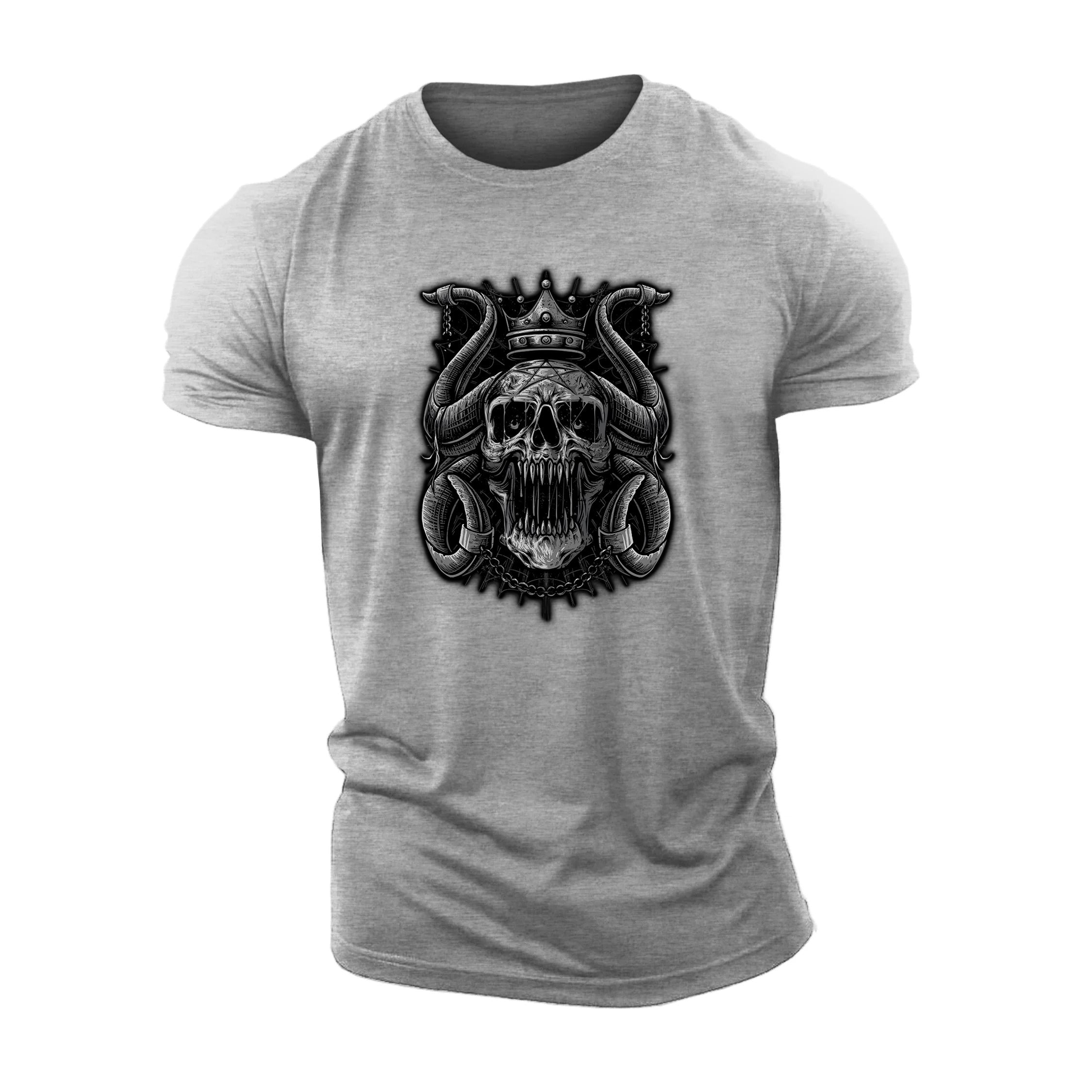 T-shirt à tête de mort couronnée enchaînée - Gymfit