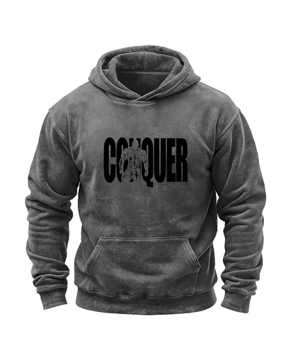 SWEAT À CAPUCHE DÉLAVÉ CONQUER - Gymfit