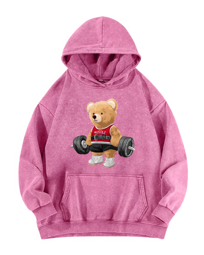 SWEAT À CAPUCHE DÉLAVÉ OURS MIGNON - Gymfit