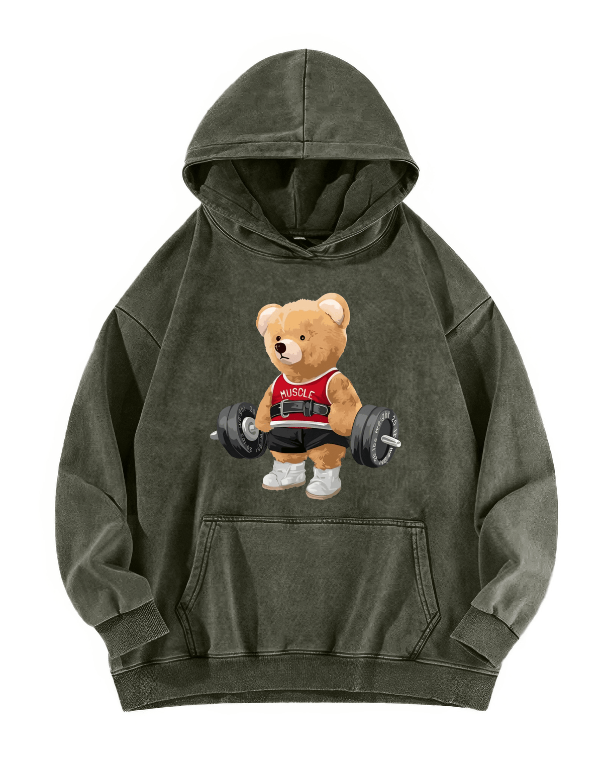 SWEAT À CAPUCHE DÉLAVÉ OURS MIGNON - Gymfit