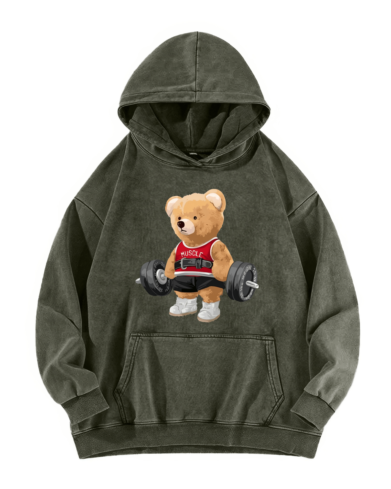SWEAT À CAPUCHE DÉLAVÉ OURS MIGNON - Gymfit