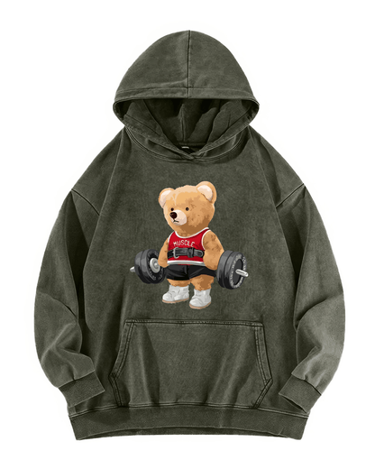 SWEAT À CAPUCHE DÉLAVÉ OURS MIGNON - Gymfit