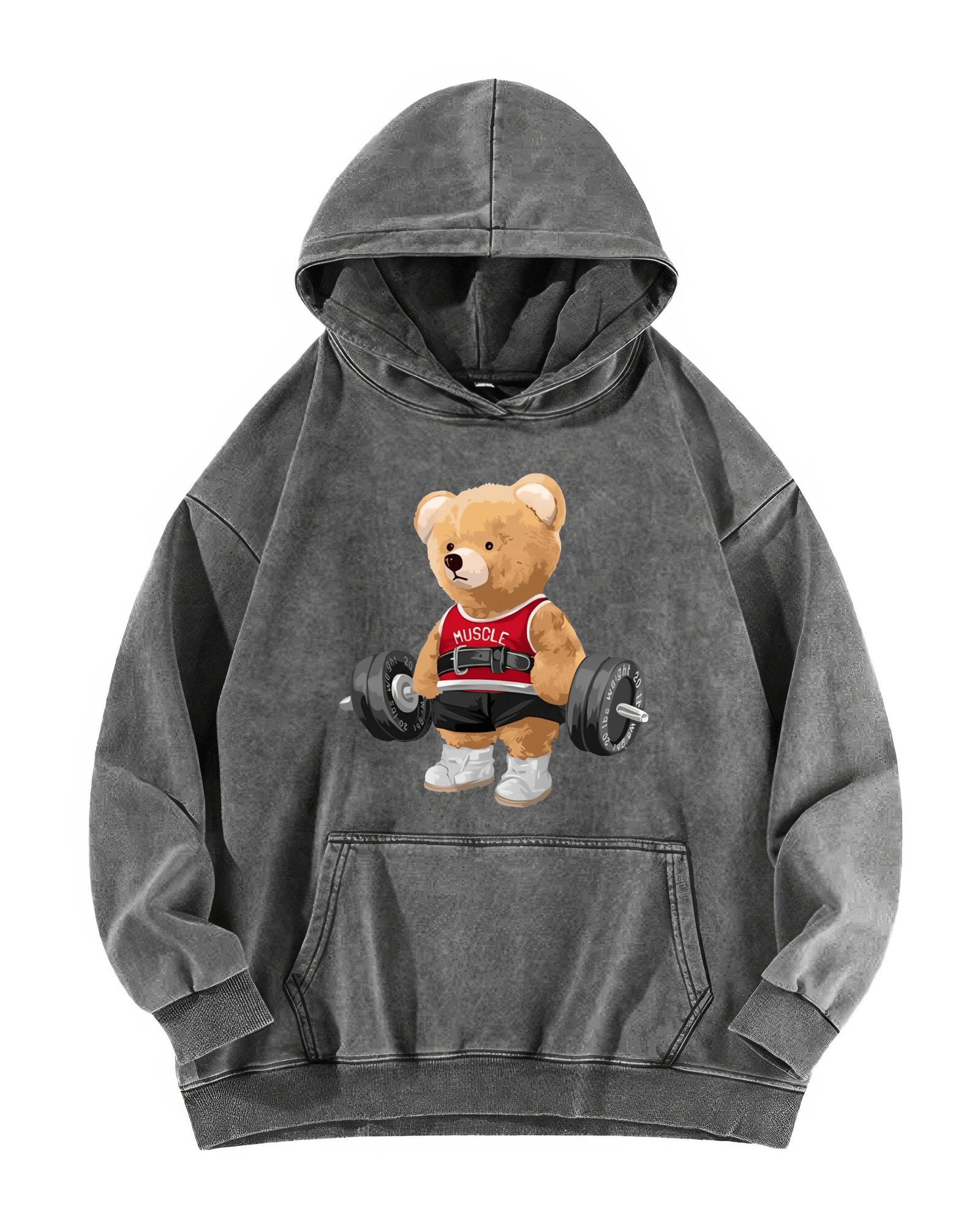 Sweat à capuche délavé ours mignon - Gymfit