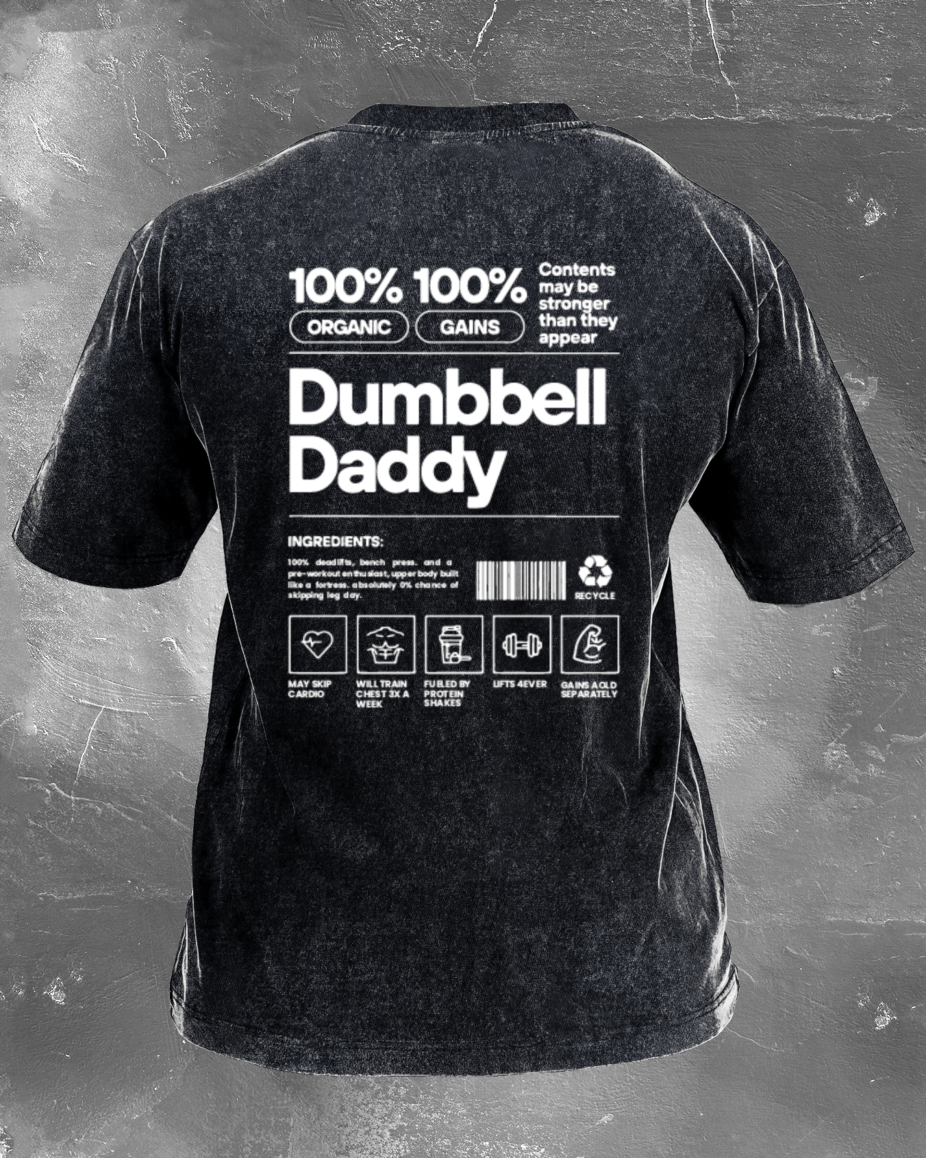 DUMBBELL DADDY T-SHIRT DÉLAVÉ - Gymfit