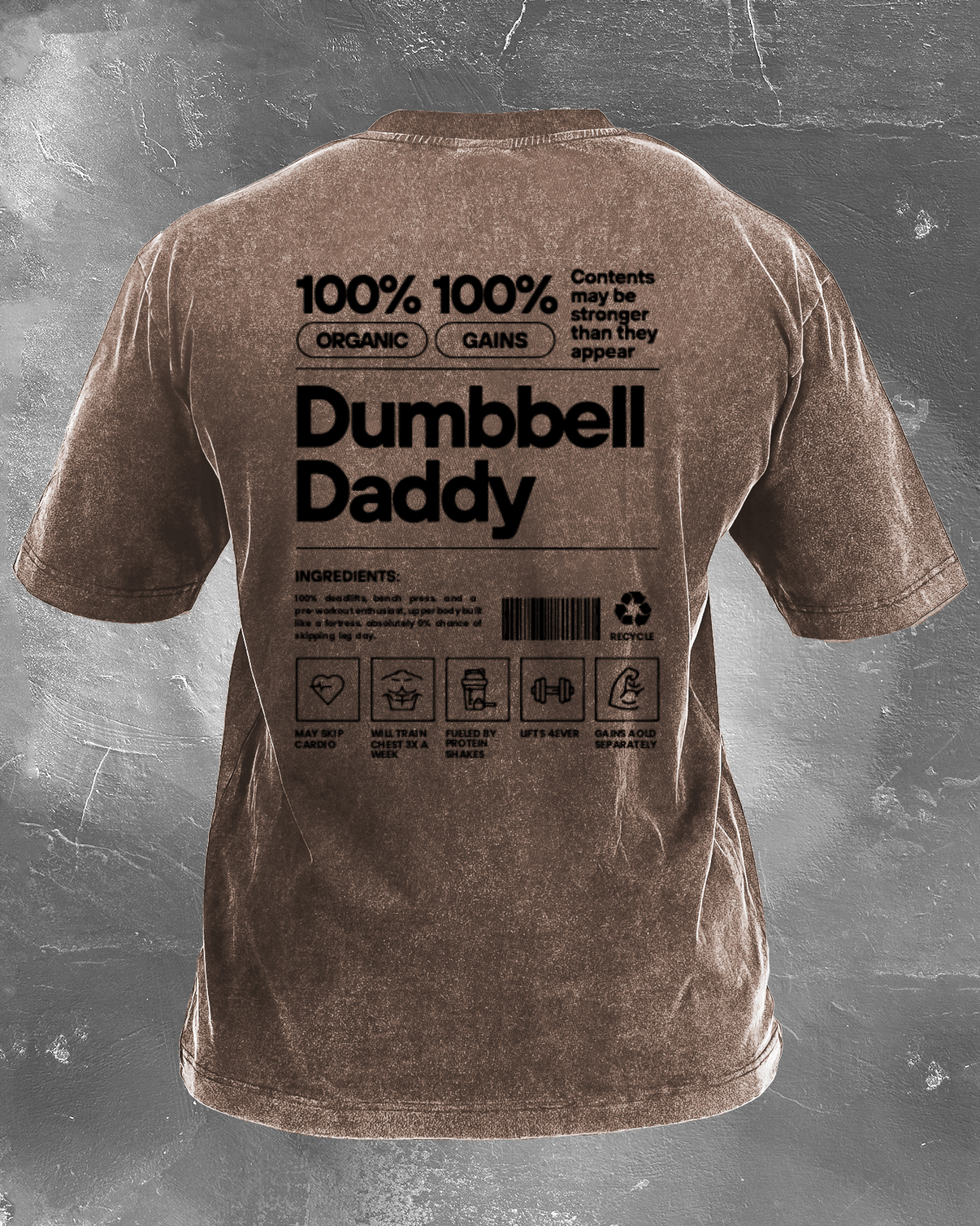 T-SHIRT DÉLAVÉ DUMBBELL DADDY - Gymfit
