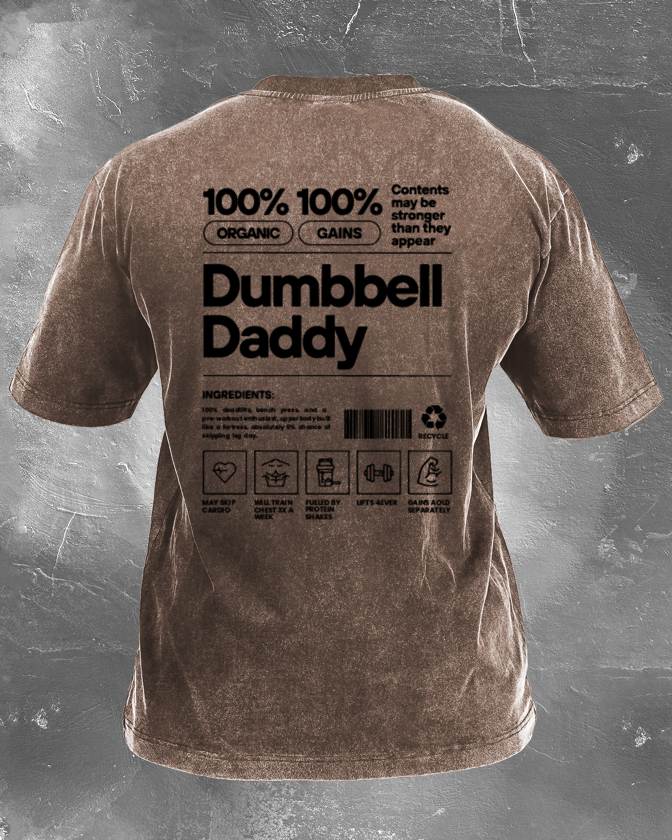 T-SHIRT DÉLAVÉ DUMBBELL DADDY - Gymfit