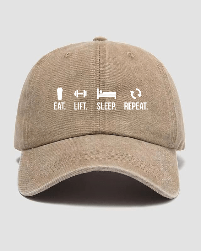 MANGER, SOULEVER, DORMIR, RECOMMENCER — Casquette délavée Gymfit