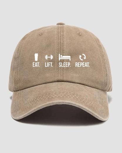 MANGER, SOULEVER, DORMIR, RECOMMENCER — Casquette délavée Gymfit