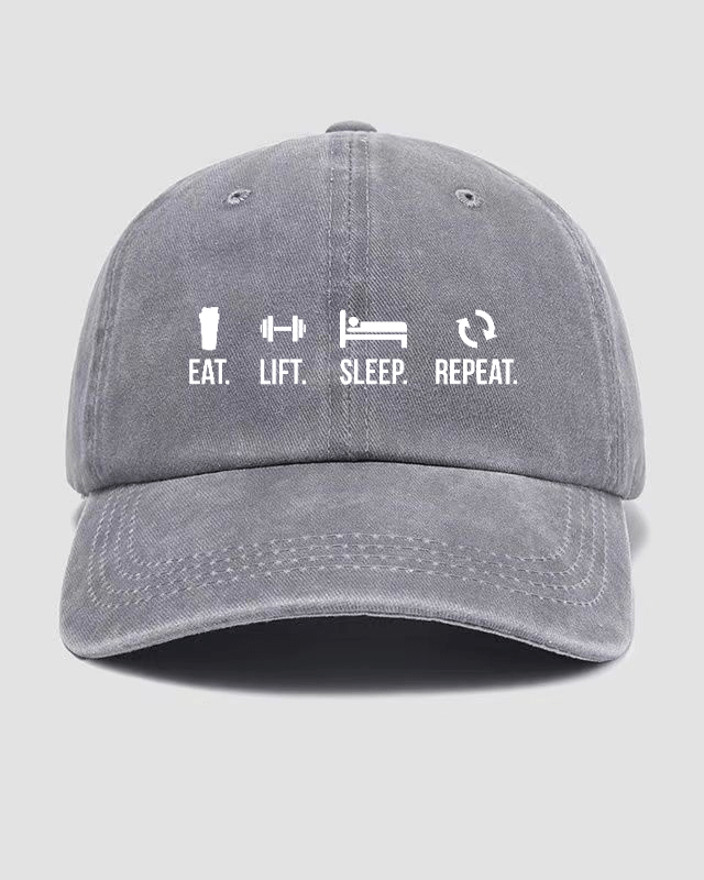 MANGER, SOULEVER, DORMIR, RECOMMENCER Casquette délavée - Gymfit