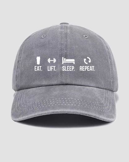 MANGER, SOULEVER, DORMIR, RECOMMENCER Casquette délavée - Gymfit