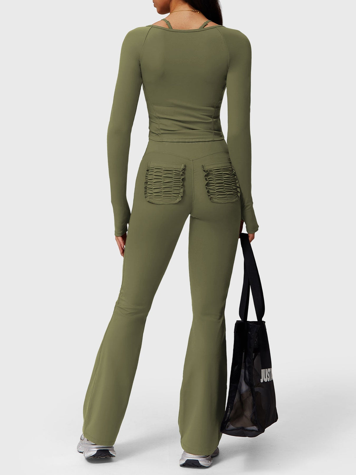 Elise Ruffle Pocket Flare Leggings - Gymfit
