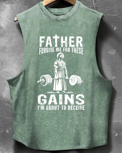 DÉBARDEUR SANS MANCHES DÉLAVÉ FATHER FORGIVE ME - Gymfit