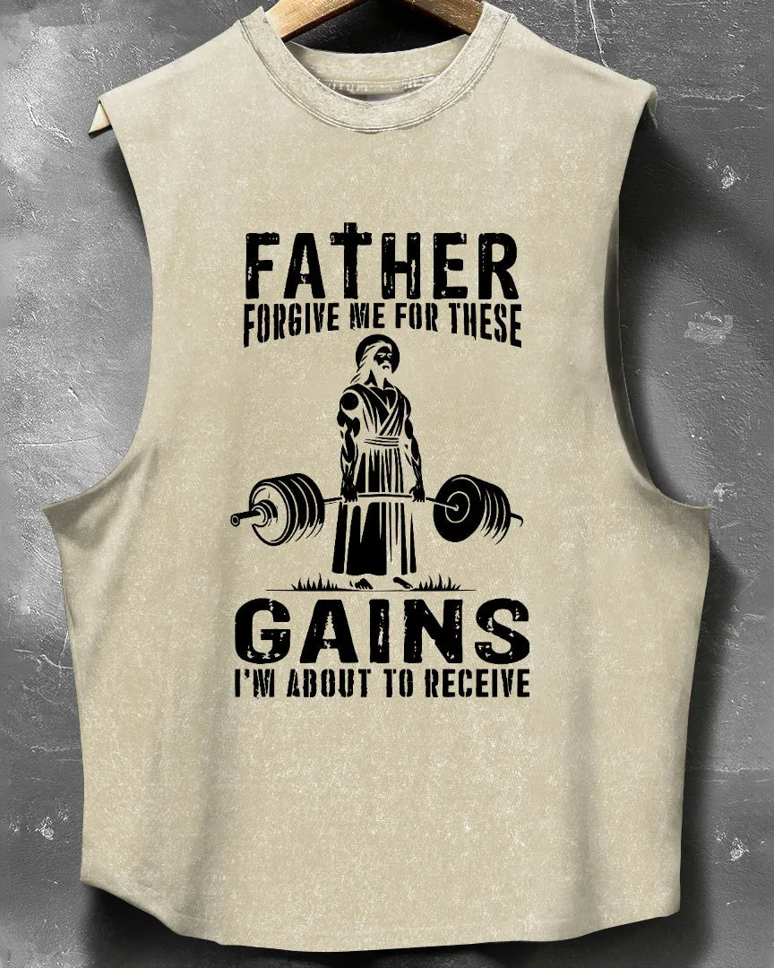 DÉBARDEUR SANS MANCHES DÉLAVÉ FATHER FORGIVE ME - Gymfit