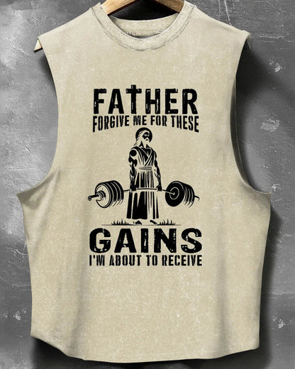 DÉBARDEUR SANS MANCHES DÉLAVÉ FATHER FORGIVE ME - Gymfit