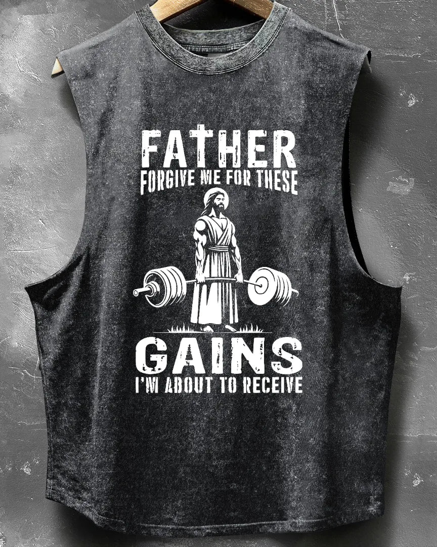DÉBARDEUR SANS MANCHES DÉLAVÉ FATHER FORGIVE ME - Gymfit