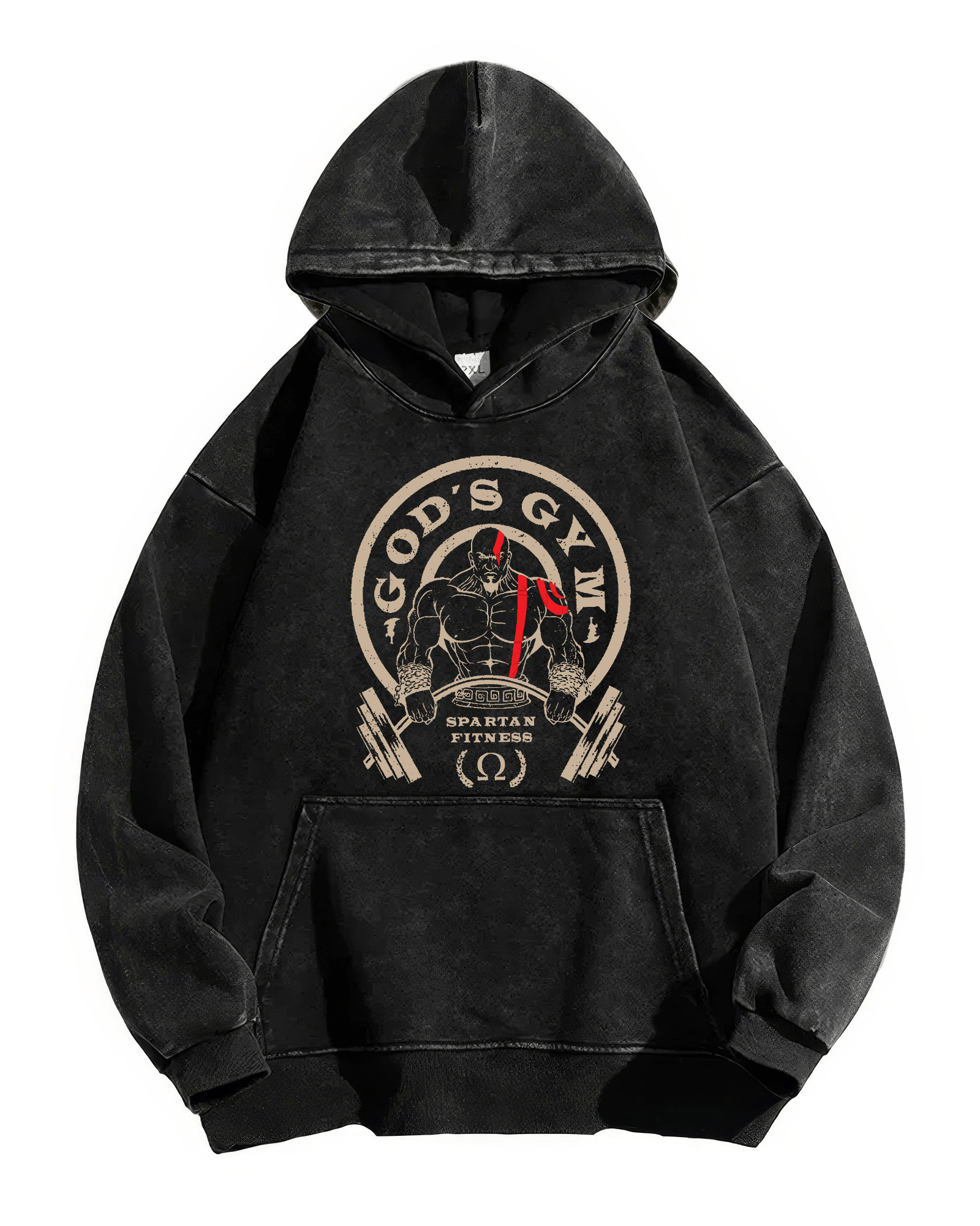 SWEAT À CAPUCHE DÉLAVÉ GOD'S GYM - Gymfit