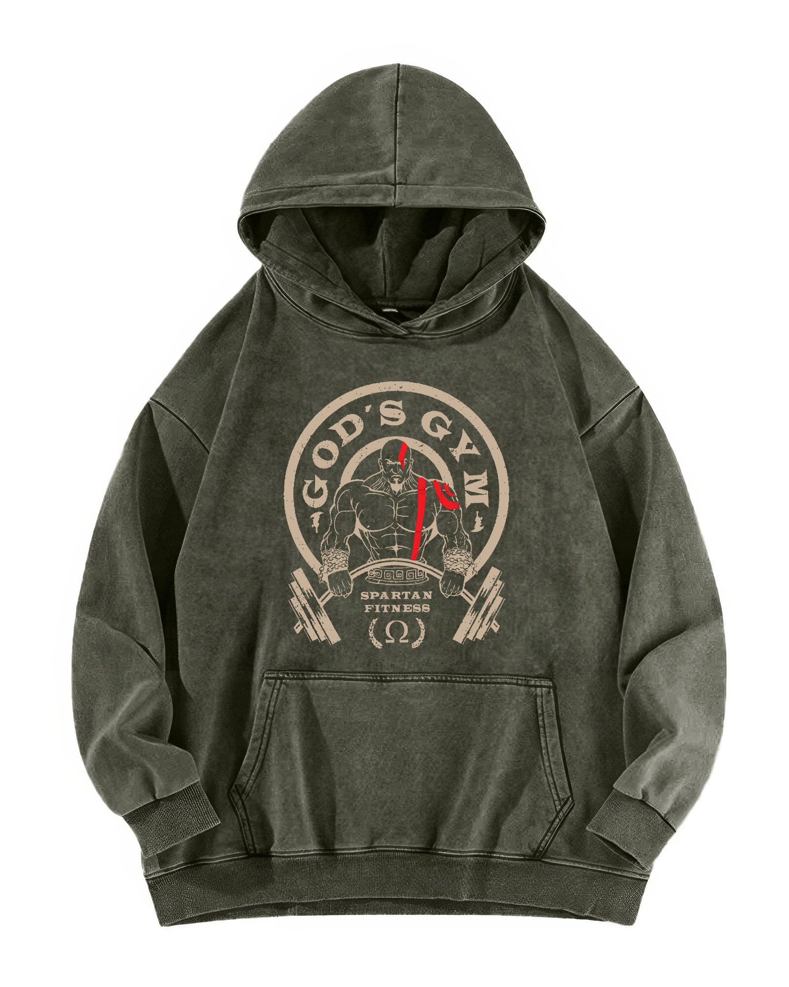 SWEAT À CAPUCHE DÉLAVÉ GOD'S GYM - Gymfit