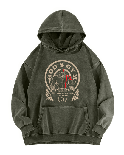 SWEAT À CAPUCHE DÉLAVÉ GOD'S GYM - Gymfit