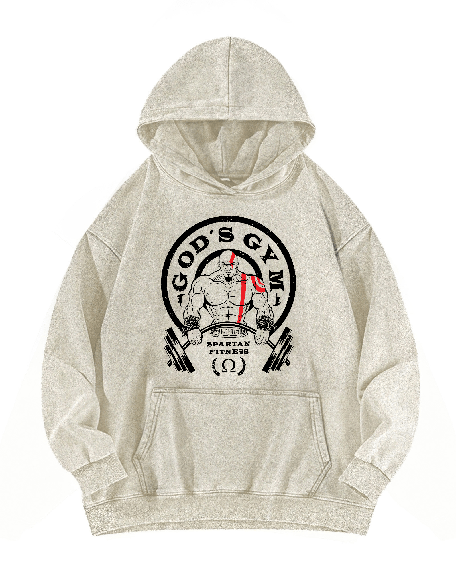 SWEAT À CAPUCHE DÉLAVÉ GOD'S GYM - Gymfit