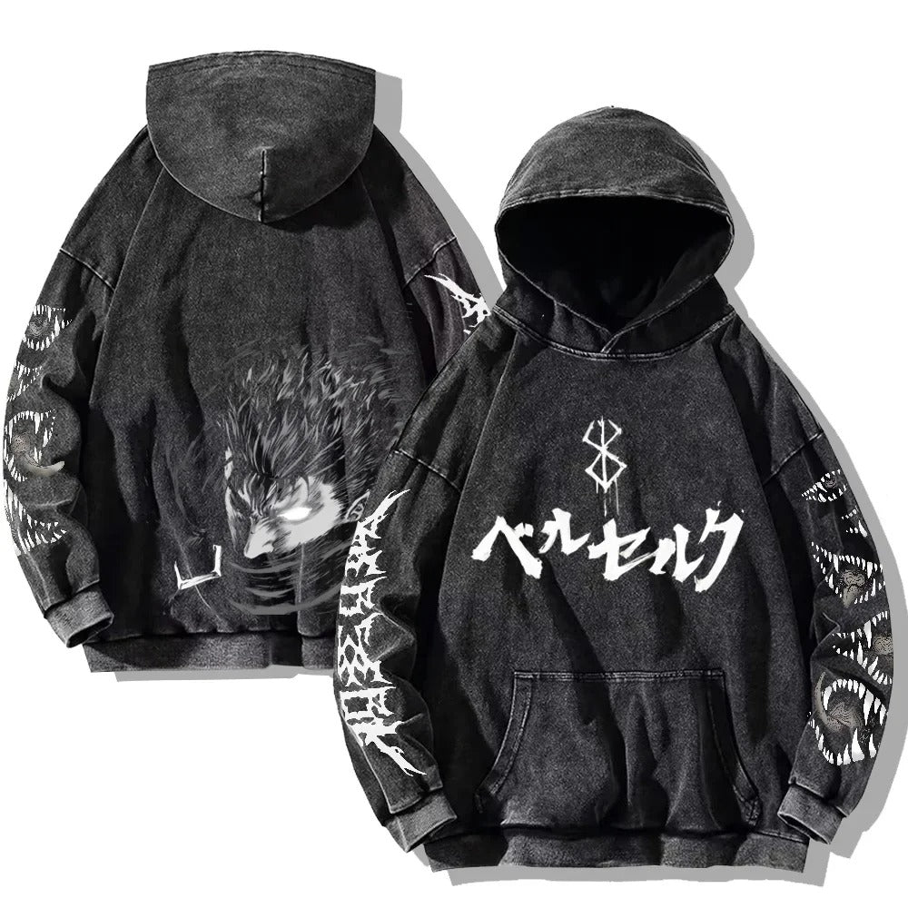 Sweat à capuche vintage gothique délavé – rétro oversize - Gymfit