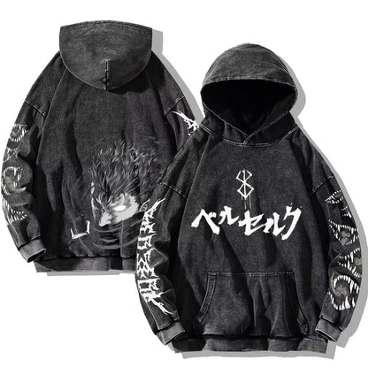 Sweat à capuche vintage gothique délavé – rétro oversize - Gymfit