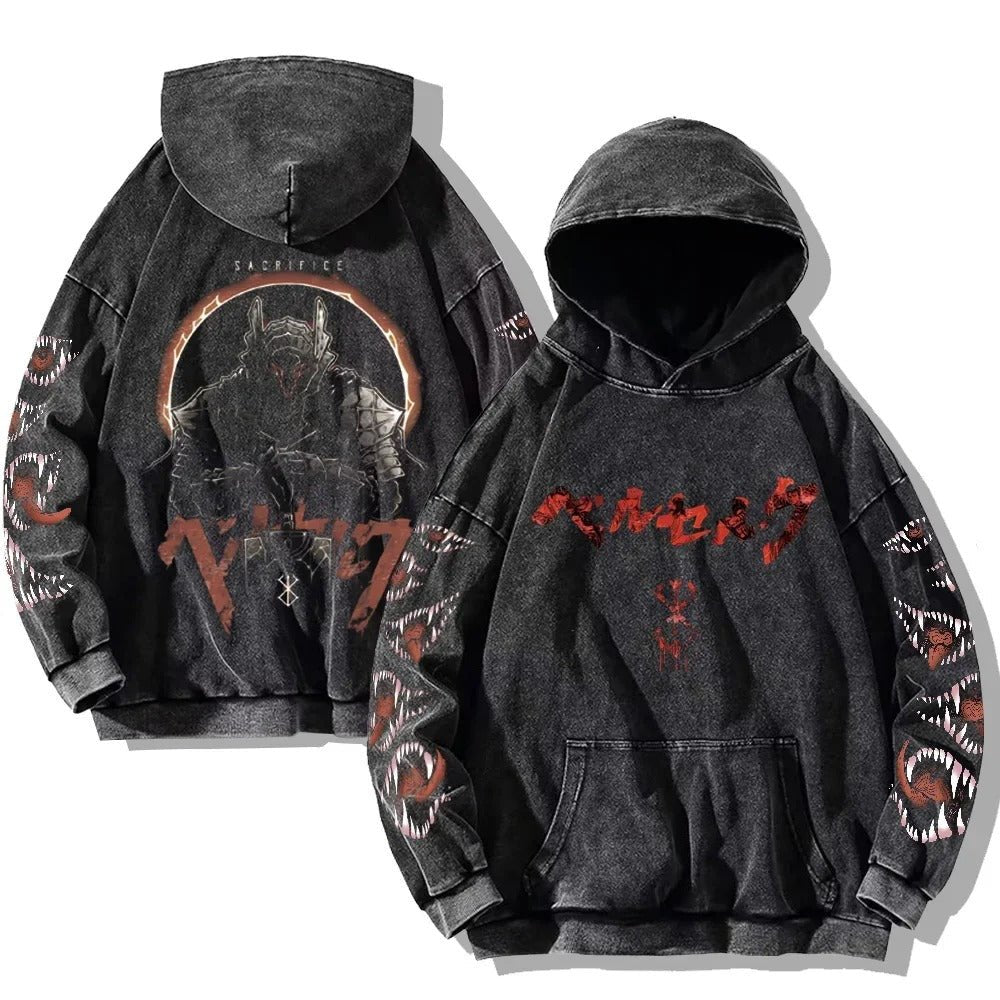 Sweat à capuche gothique vintage délavé – rétro oversize - Gymfit
