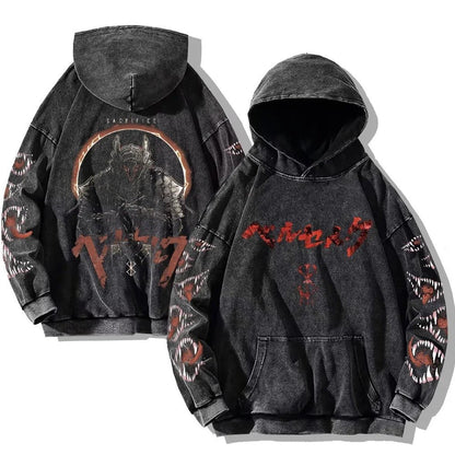 Sweat à capuche gothique vintage délavé – rétro oversize - Gymfit