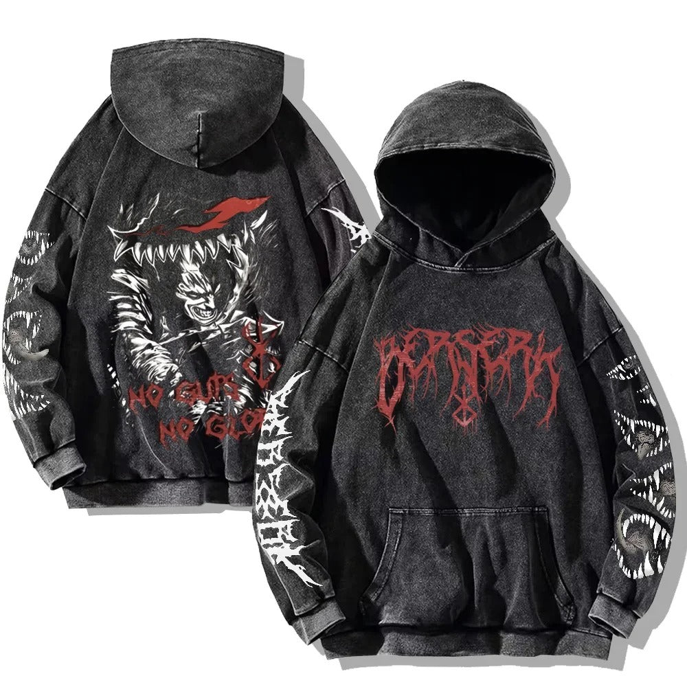 Gothic vintage washed hoodie – retro oversized - Gymfit