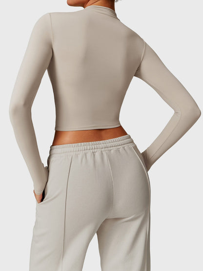 Gymfit Crop top à manches longues et col montant - Gymfit