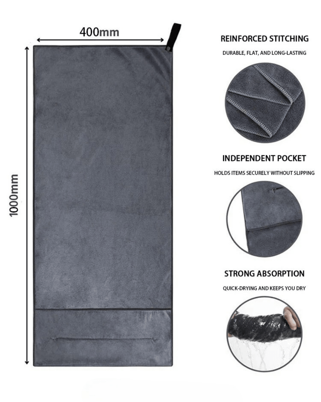 Gymfit Zip - Pocket Microfiber Towel - Gymfit