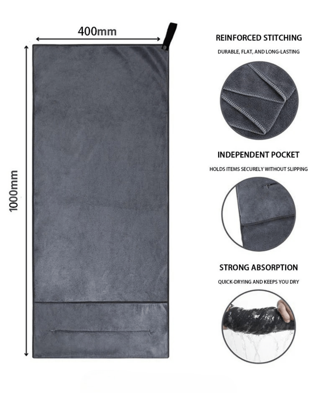 Gymfit Zip - Pocket Microfiber Towel - Gymfit