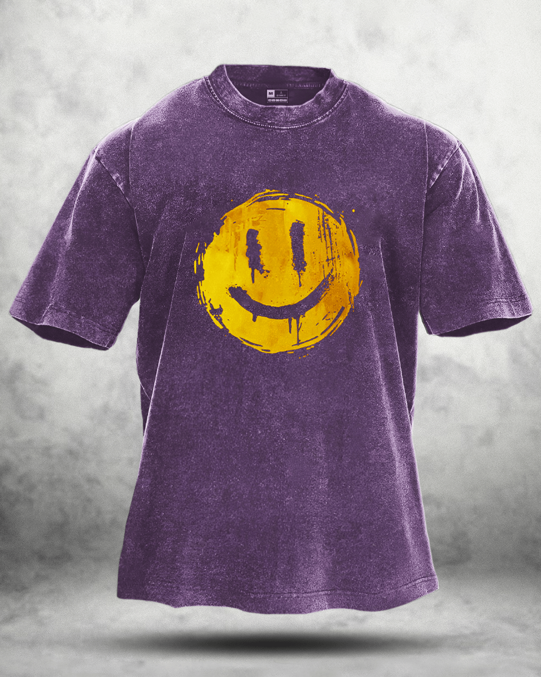T-SHIRT DÉLAVÉ À SMILEY JOYEUX - Gymfit
