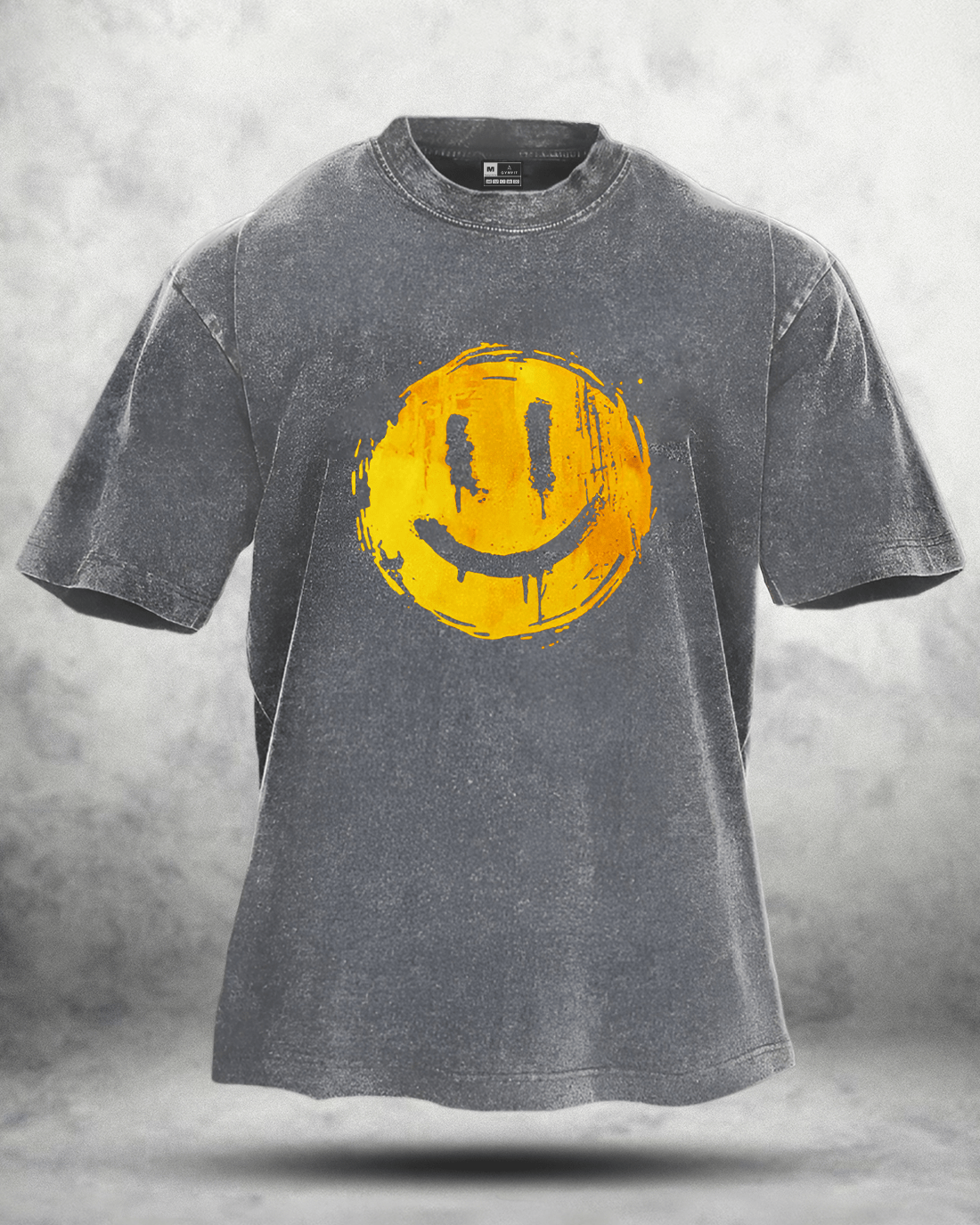 T-SHIRT DÉLAVÉ SMILEY HEUREUX - Gymfit