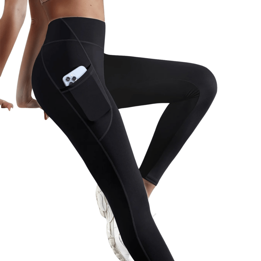 Högmidjade leggings med ficka - Gymfit
