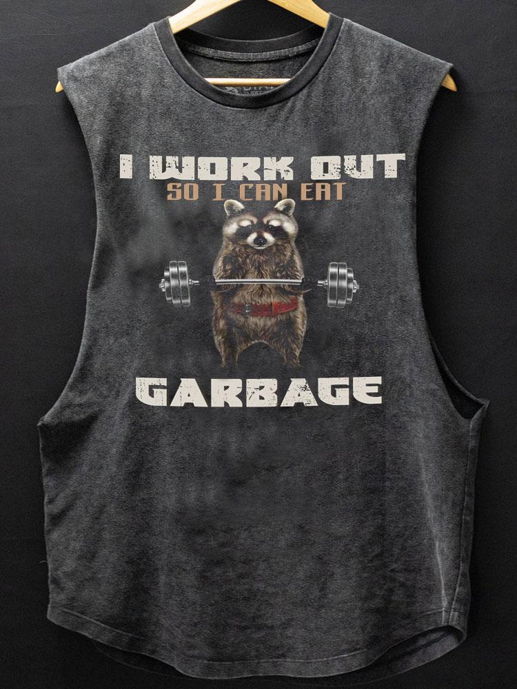Je m’entraîne pour pouvoir manger n’importe quoi Débardeur en coton à ourlet arrondi - Gymfit