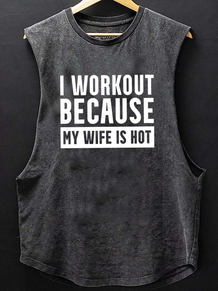 Je m’entraîne parce que ma femme est canon, débardeur en coton à bas arrondi - Gymfit