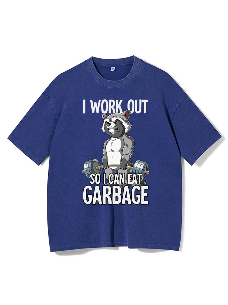 Je m’entraîne pour pouvoir manger de la malbouffe — T-shirt de sport délavé Gymfit