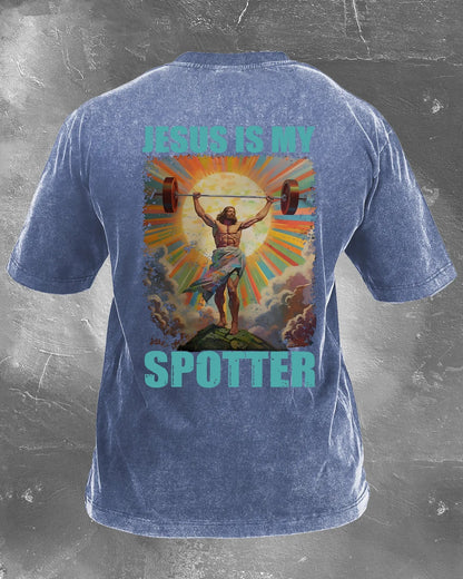 JÉSUS EST MON PARTENAIRE D’ASSURAGE T-SHIRT DÉLAVÉ - Gymfit