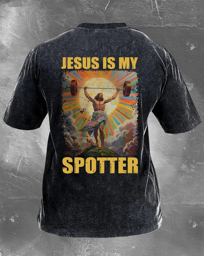 JÉSUS EST MON SPOTTER T-SHIRT DÉLAVÉ - Gymfit