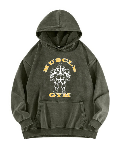 Sweat à capuche MUSCLE GYM délavé - Gymfit