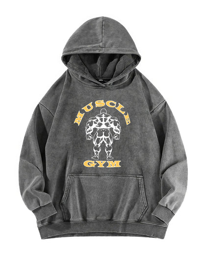 SWEAT À CAPUCHE DÉLAVÉ MUSCLE GYM - Gymfit