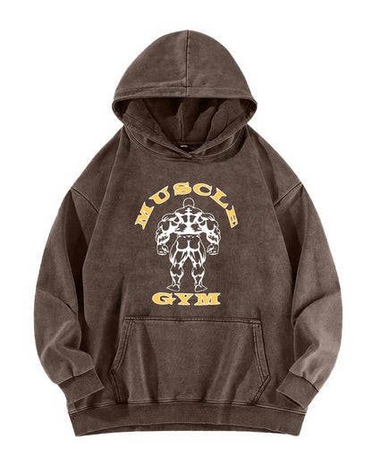 SWEAT À CAPUCHE DÉLAVÉ MUSCLE GYM - Gymfit