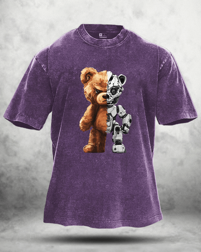 T-SHIRT ROBOT BEAR DÉLAVÉ - Gymfit