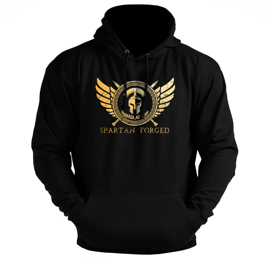 Sweat à capuche de gym Gymfit - emblème poitrine spartiate forgé doré