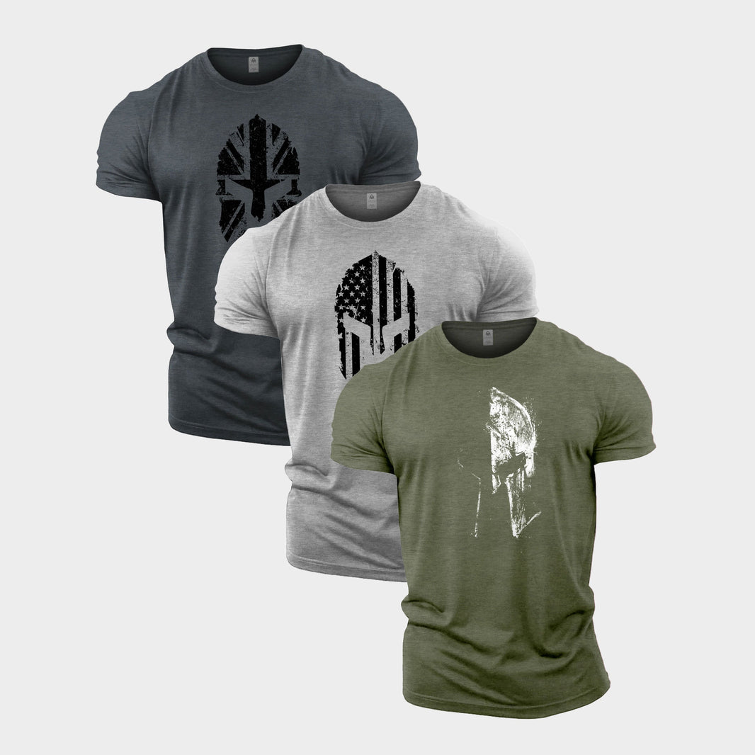 Spartan UK, USA, lot de 3 t-shirts de gym délavés - Gymfit